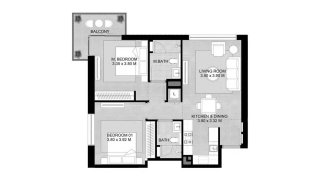 Apartment floor plan, 2 bedrooms in Augusta No. 11013